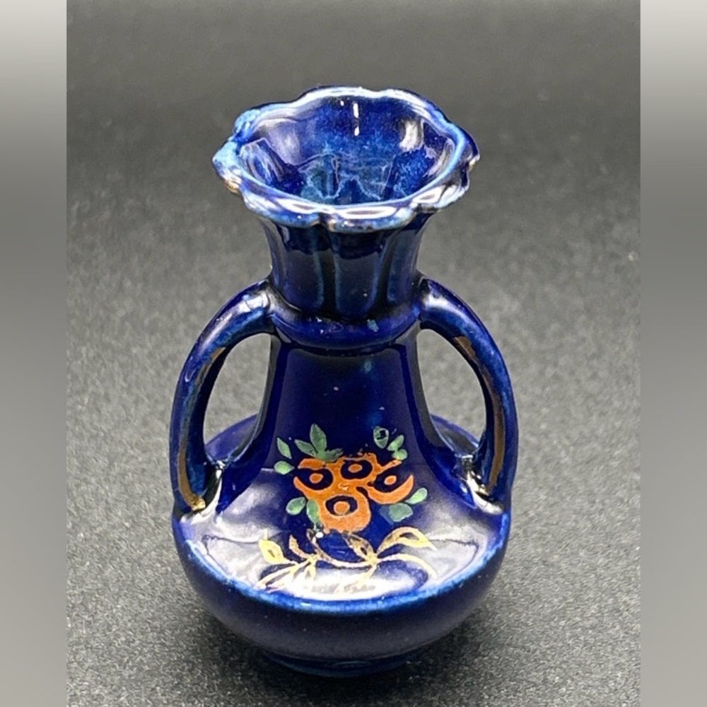 Miniature Cobalt Blue Floral Vase